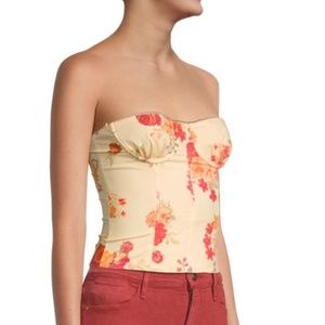 DANIELLE BERNSTEIN Underwire Floral Corset Crop Top